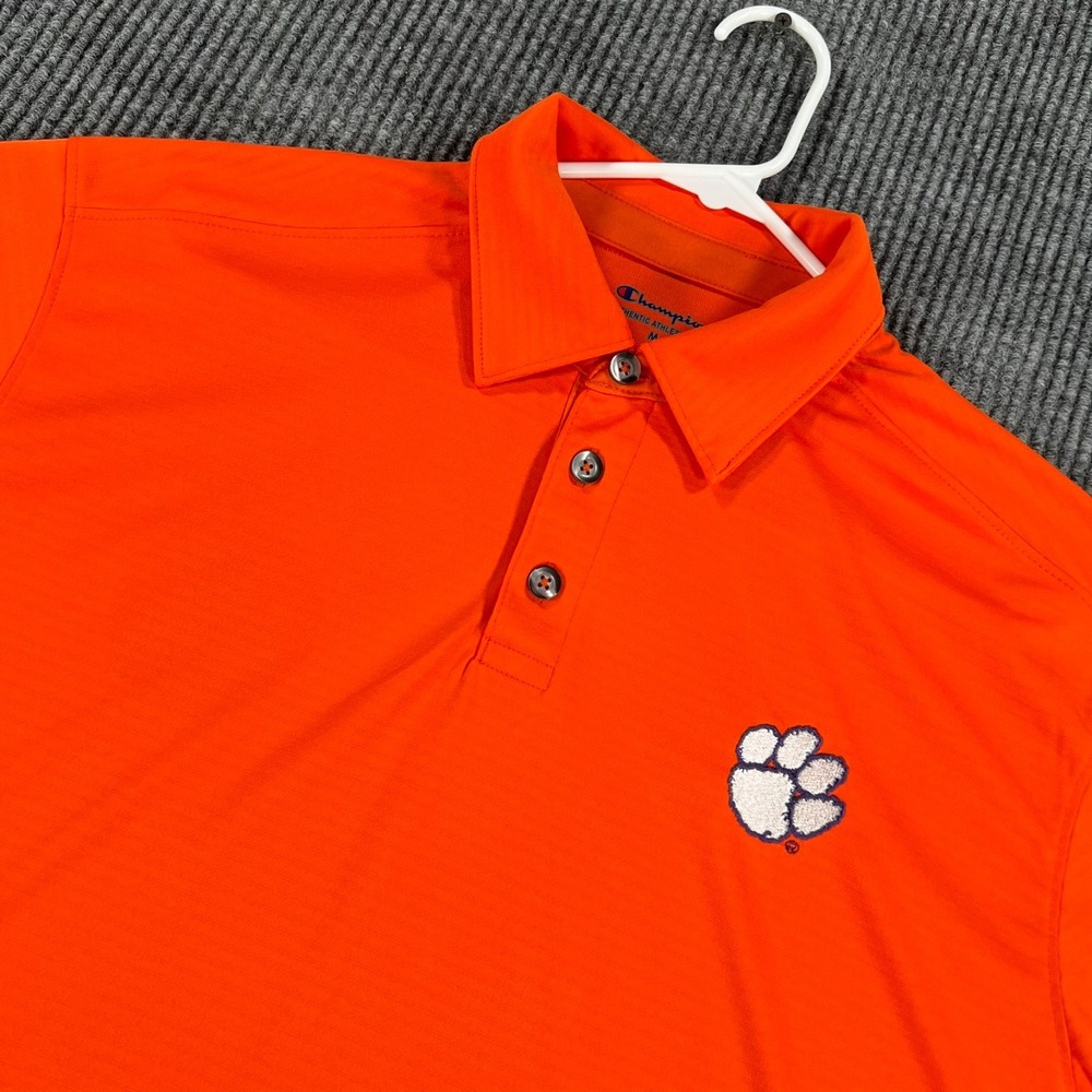 Clemson Tigers Polo Shirt Mens Medium Orange Short Sleeve NCAA Football ACC